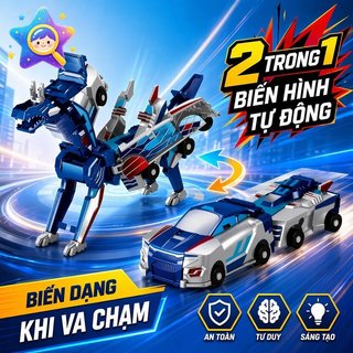 Biến Đổi Đồ Chơi Ô Tô Từ Tai Nạn Rồng 2in1 ABS Xe Mini Robot Quà Tặng Bé Trai Sưu Tập