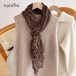 AqToCna Retro Phong Cách Dân Tộc Ấm Áp Khăn Chống Lạnh Nữ Hoa Xù Lụa Vải Lanh Cotton Khăn Gấp Dài Khăn Choàng Khăn Trùm Đầu Thời Trang Quà Tặng AqToCna