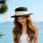 Mũ chống nắng mùa hè PYCOU, Mũ ống hút có thể điều chỉnh vành rộng, Trang trí ruy băng kiểu Pháp Mũ phẳng đa năng thoáng khí cho nữ