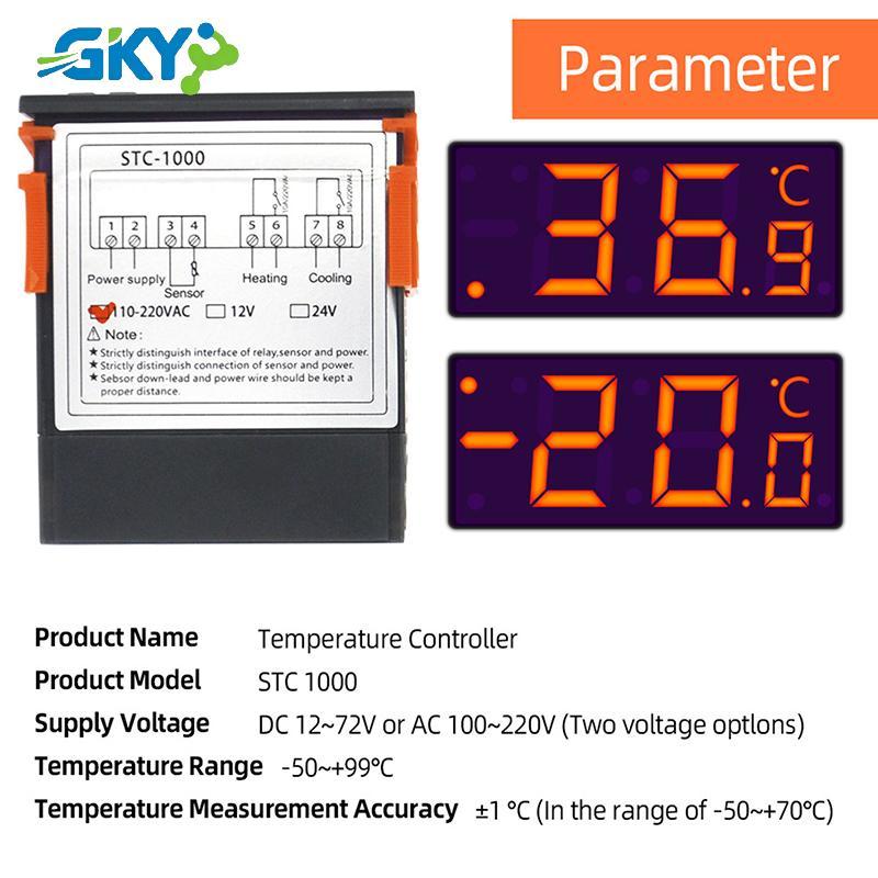 GKY LED Chất Lượng Đa Năng Kỹ Thuật Số STC-1000 Bộ Điều Khiển Nhiệt Độ DC12V DC24V AC110-220V Bộ Điều Khiển GKY