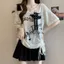 Mùa Hè 2026 Phong Cách Mới Của Mỹ Retro Rách Rời Vai Xếp Ly Áo Thun Ngắn Tay Rời Top INS