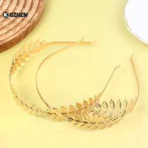 KUZHEN Lá Vàng Mũ Vương Miện Tiara Tóc Vòng Mũ Đội Đầu Nữ Thần Hy Lạp Đầu Trang Sức Cô Dâu Cưới Phụ Kiện Tóc HOT