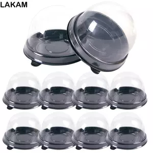 LAKAM 50 Chiếc Hộp Đựng Muffin, Đồ Dùng Tiệc Nhựa Mini Cupcake Hộp, Mái Vòm Giá Đỡ Bánh Cưới