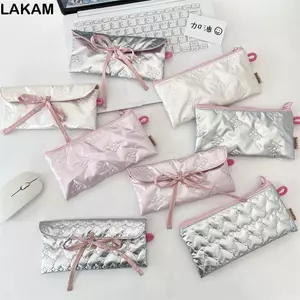 Túi đựng bút LAKAM, Túi đựng bút dung tích lớn bằng da PU, In nơ đa chức năng Quilted Bút chì học sinh Quà tặng bé gái