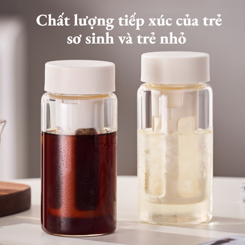Bình Ủ Lạnh Cold Brew 500ml,Thủy Tinh An Toàn,Dễ Vệ Sinh,Dễ Mang Theo,Kèm Túi Chống Sốc,Gia Đình Và Văn Phòng
