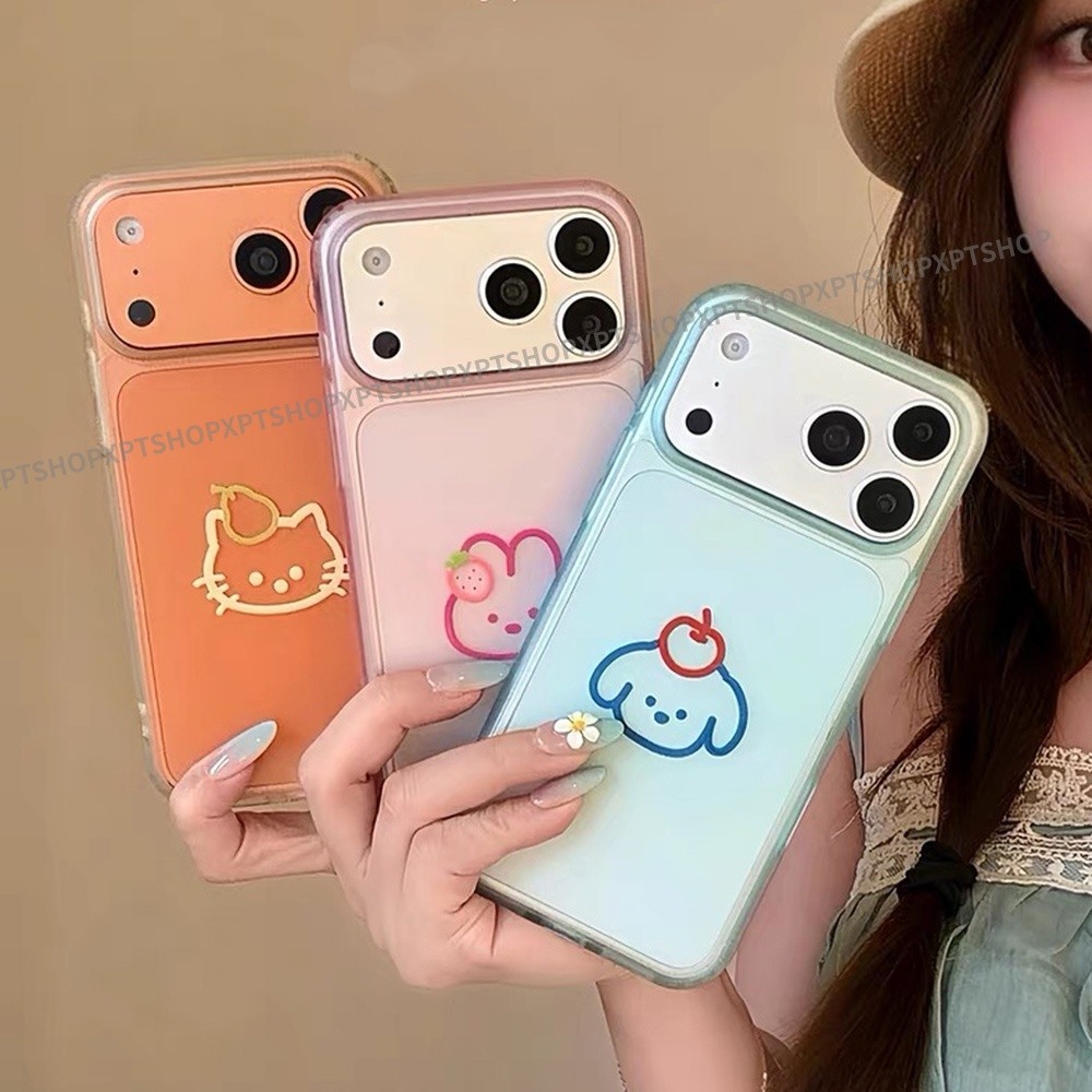 Ốp điện thoại Acrylic mờ hình chú chó mèo hoạt hình cho iPhone 17 Pro Max 16 15 Pro Max Vỏ bảo vệ chống sốc