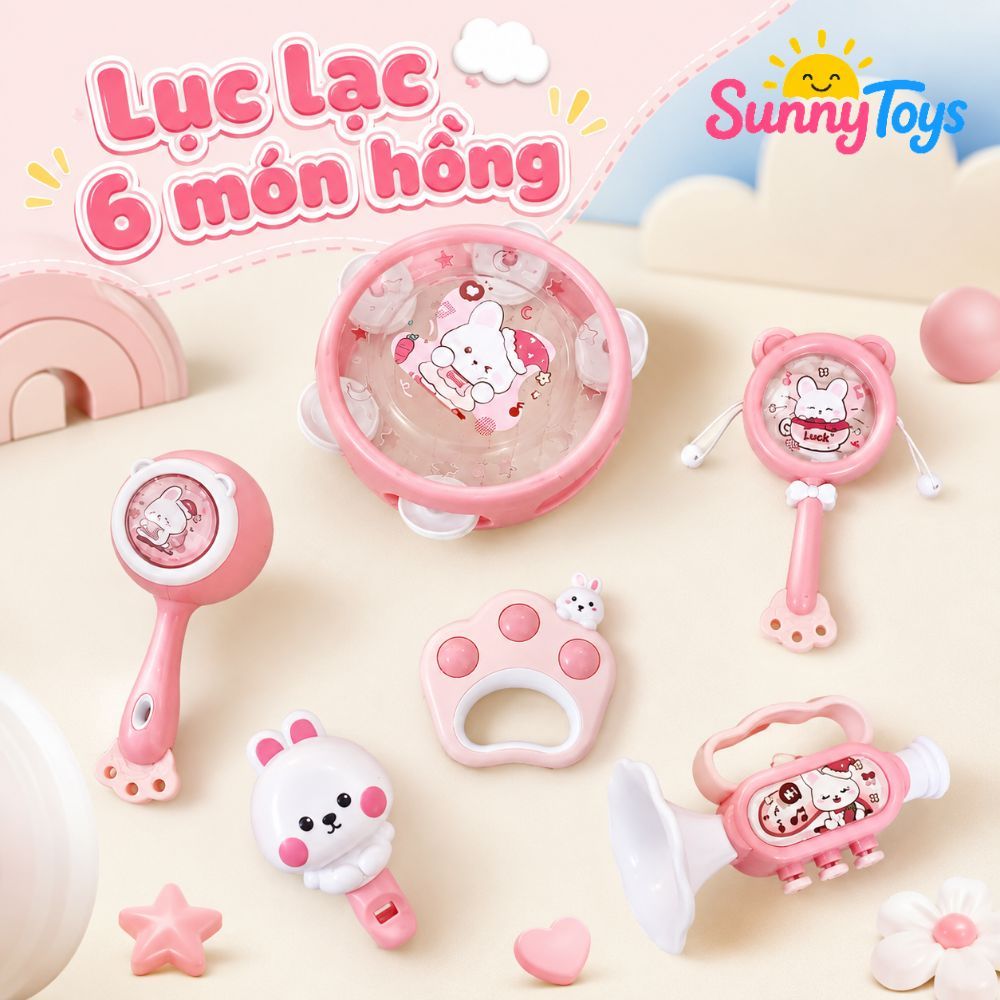 Bộ Nhạc Cụ Lục Lạc SunnyToys 6 Món - Xúc Xắc, Trống, Kèn Cho Bé Sơ Sinh Vui Chơi