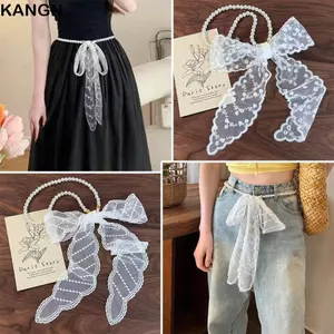 Băng đô ren KANGN, Dây chuyền ruy băng tóc, Khăn cổ đa chức năng cổ tích mùa hè kiểu Pháp dành cho nữ
