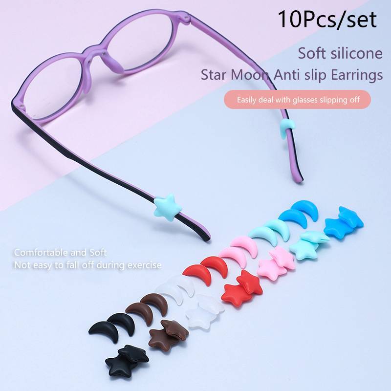 Trong Kho 5 Cặp Silicone Sao Mặt Trăng Chống Trượt Kính Tai Móc Grip Chủ Phụ Kiện Cá Tuyết