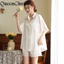 Nữ Ice Silk Tay Ngắn Váy Ngủ Bộ Đồ Ngủ Nữ Phong Cách BF Homewear Trắng Đồ Ngủ