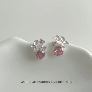 Nhỏ Giọt Men Hoa Pha Lê Bông Tai Đá Phiên Bản Hàn Quốc Siêu Nhấp Nháy Lớn Zircon Bông Tai Nhỏ Tinh Tế Thời Trang Phù Hợp Với Nữ
