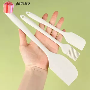 GAVESTO 3 chiếc Bàn chải dầu cạo kem, Bộ thìa silicon chịu nhiệt cấp thực phẩm, Dụng cụ làm bánh nhà bếp tích hợp Dụng cụ nấu ăn