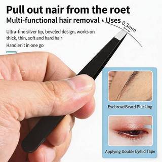 [Bea-t] Bộ 4 Nhíp góc chuyên nghiệp bằng thép không gỉ để tẩy lông màu xám Dụng cụ cạo râu lông mày [Tuyệt vời để sử dụng]