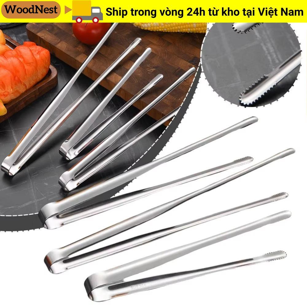 GỖ 1 Cái Kẹp Thịt Nướng, Kẹp Bánh Mì Inox 304 Dày, Kẹp Thực Phẩm Đa Năng Chống Trơn Trượt Di Động Kéo Dài Đa Năng Dụng Cụ Cắm Trại