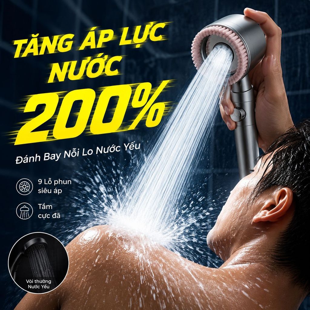 🔥 Hệ thống lọc nước 5 tốc độ - Vòi sen chăm sóc da áp lực cao | Vòi sen cầm tay lọc nước - Vòi sen cao cấp | Vòi sen