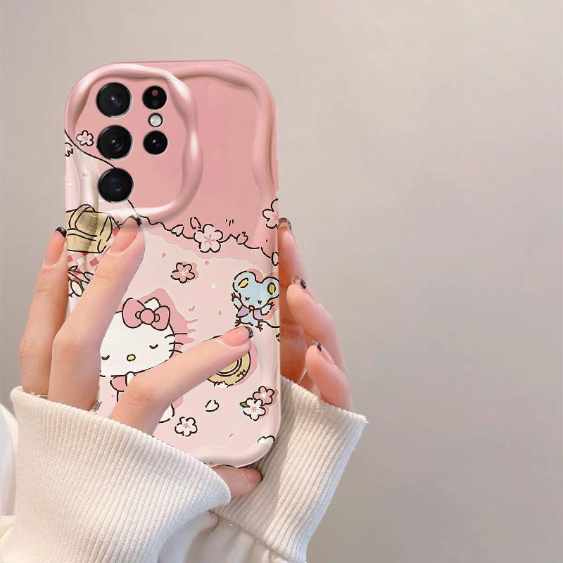 Thích hợp cho Samsung S20 S21 S22 S23 S24 S25 S26 + FE Plus Ultra 3D Bảo vệ TPU mềm Phim hoạt hình Kitty Nữ Vỏ điện thoại chống sốc