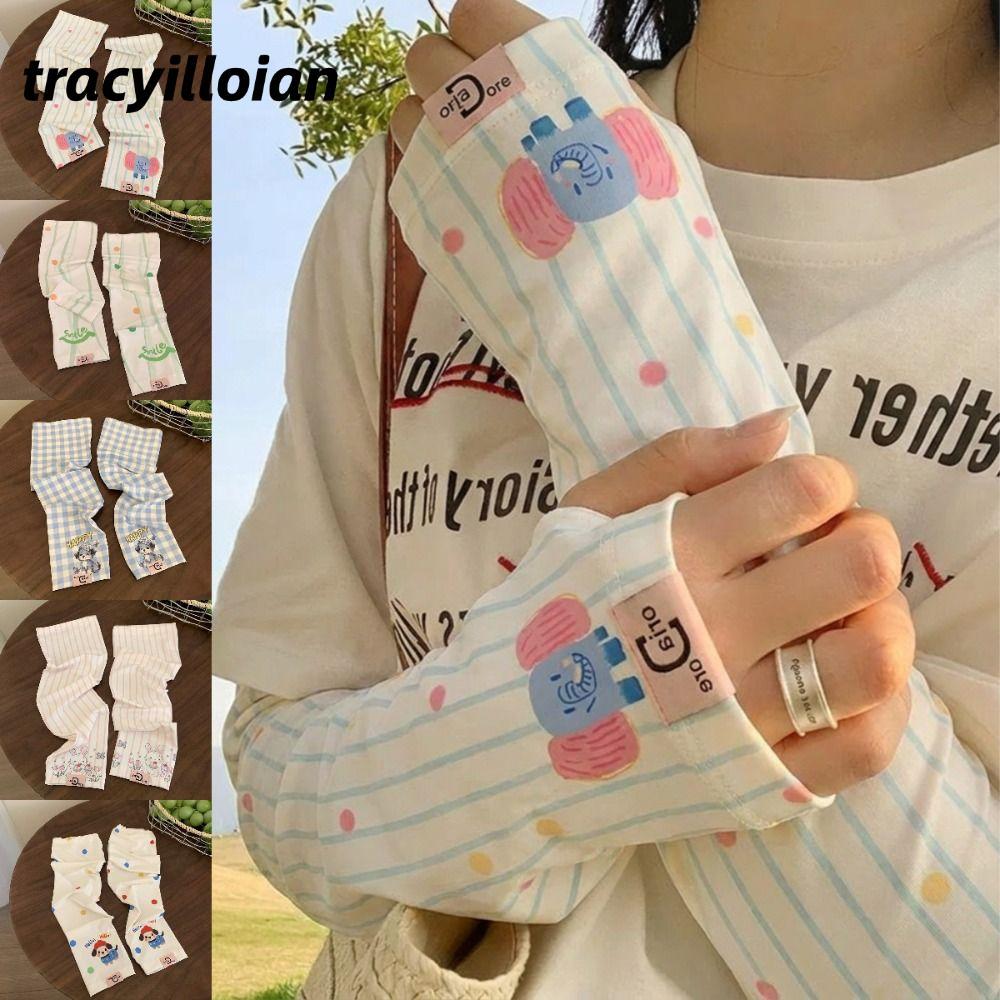 Tay áo đi xe đạp nữ in hình hoạt hình, lụa băng chống tia cực tím, tay áo rộng đa năng ngoài trời mùa hè