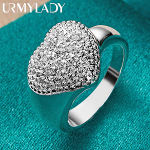 URMYLADY Bạc 925 Trái Tim Zircon 7-10 # Nhẫn Nữ Thời Trang Tiệc Cưới Trang Sức Quyến Rũ