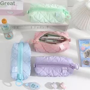 Túi đựng mỹ phẩm TUYỆT VỜI, Đồ dùng học tập Túi đựng bút chì dung tích lớn, Quà tặng màu kẹo có dây kéo Hộp văn phòng phẩm bằng Polyester