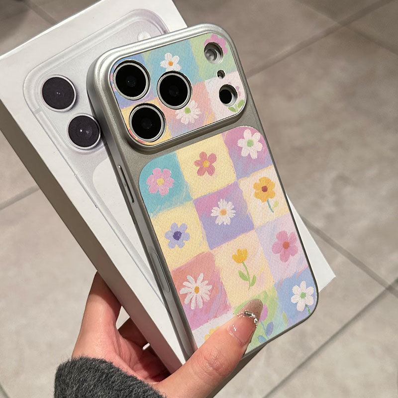 Ốp lưng iPhone Họa tiết da mạ họa tiết hoa iPhone 17 16 15 14 13 12 11 Pro Max Plus Max