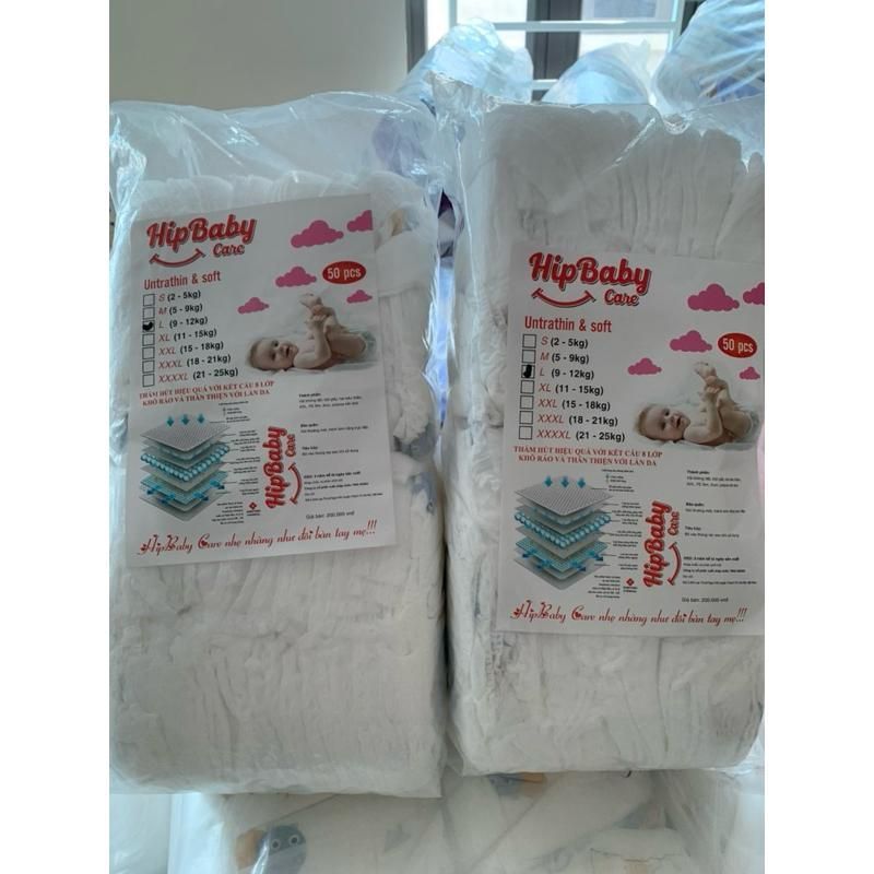 [Rẻ Vô Địch] Combo 100 Miếng Bỉm Quần HIPBABYCARE Bản Nâng Cấp, Mềm Mại, Thấm Hút Tốt Đủ Size S-6XL