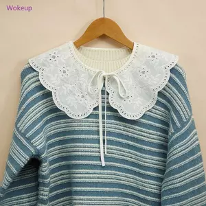 Woke Trang Trí Cổ Giả Khăn Choàng Thêu Hoa Hướng Dương Ren Vòng Cổ Áo Ngắn