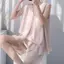 Bộ đồ ngủ xù cổ chữ V không tay có đệm ngực Đồ mặc nhà mùa hè dành cho nữ có thể mặc bên ngoài Bộ đồ cao cấp chống va đập