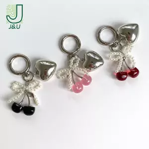 Thời Trang 3D Pha Lê Anh Đào Móc Khóa Ngọc Trai Nơ Bạc Trái Tim Mặt Dây Chuyền Móc Khóa Túi Nữ Phụ Kiện Quà Tặng
