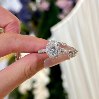 Châu Âu Mỹ ins Phong Cách Mới 2 Carat Mô Phỏng Moissanite Mở Nhẫn Nữ