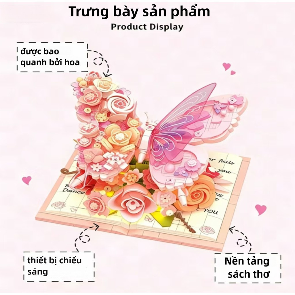 Bướm Khối Xây Dựng Hoa Bảo Quản Người Lớn Hạt Nhỏ Khối Xây Dựng Lắp Ráp Đồ Chơi Quà Tặng Cho Bé Gái Series