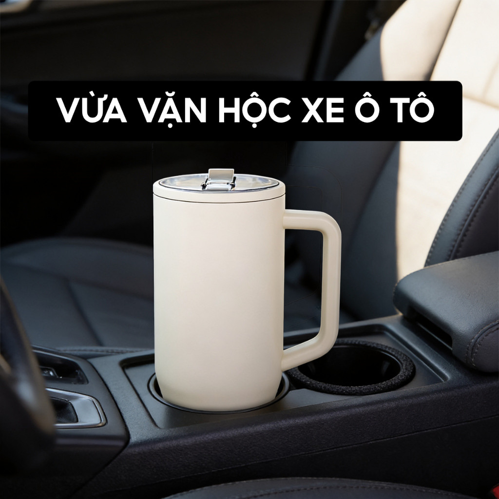 Ly giữ nhiệt lõi tráng sứ 84T1200C Cream White, inox304, dung tích lớn 1200ml, khắc tên theo yêu cầu