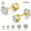 1 Bông tai Zircon pha lê đôi bằng thép không gỉ dành cho nữ Bông tai vít Trang sức cơ thể chống dị ứng [Mina]