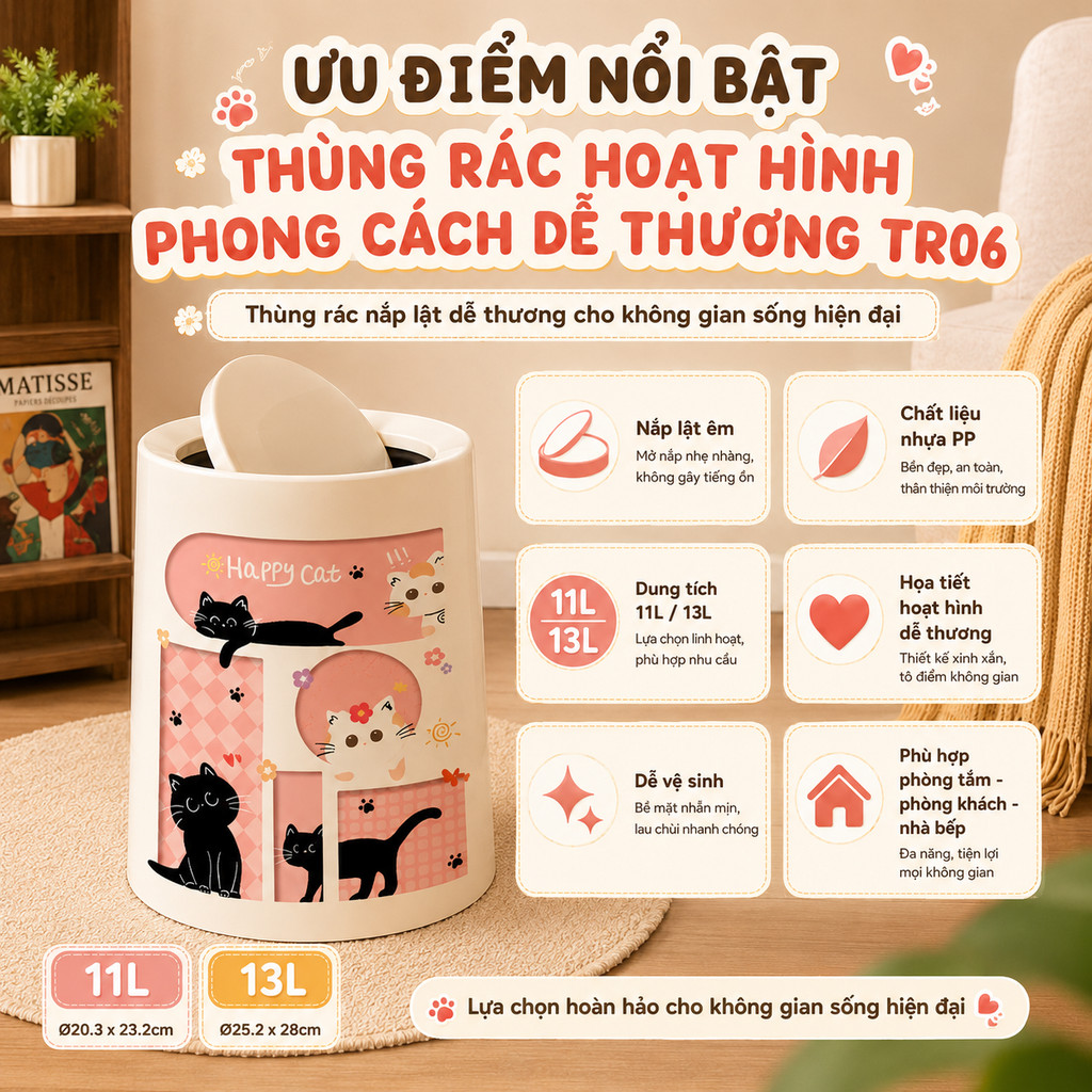 𝐂𝐌𝐀𝐑𝐓.𝐆𝐢𝐚 𝐝𝐮̣𝐧𝐠 Thùng Rác Hoạt Hình Phong Cách Dễ Thương TR06 | BigBuy360 - bigbuy360.vn