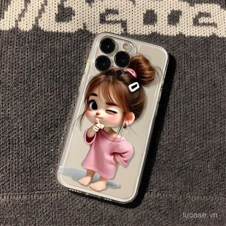 Ốp điện thoại hoạt hình hoạt hình Ball Head Girl Thích hợp cho iPhone 11promax 11 12 13 14 promax 17promax 17 16 15 pro max xr xs 12promax Vỏ bảo vệ trong suốt chống sốc