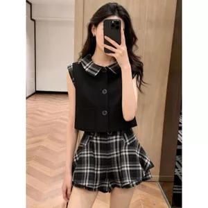 2026 Siêu Nóng Phù Hợp Với Cả Một Bộ Pháp Độc Đáo Đẹp Áo Vest Kẻ Sọc Quần Short Hai Mảnh Bộ