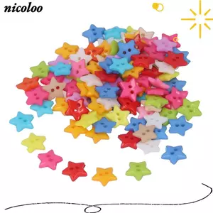 NICOLOO 200 Nút Trang Trí, Các Loại Màu Sắc Nút Ngôi Sao Nhiều Màu Sắc, Thiết Kế 2 Lỗ Kích Thước Nhỏ Nút May Trang Trí May