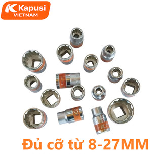 Đầu Tuýp 1/2 Inch Bông Kapusi - Khẩu Hoa Thị Ngắn Thép CR-V Cao Cấp Nhiều Kích Thước Từ 8-27MM