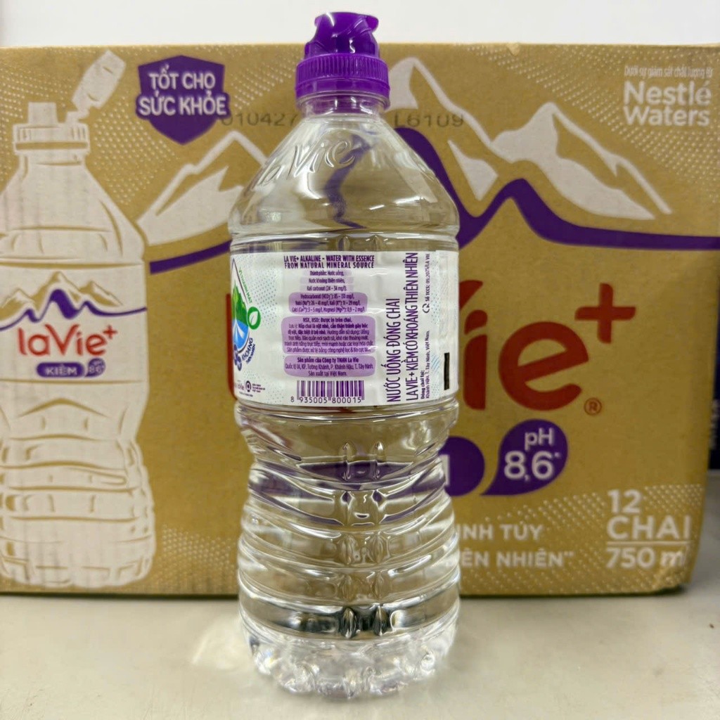 Thùng 12 chai La Vie+ KIỀM có khoáng thiên nhiên  750ml