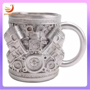 Cốc cà phê bằng thép không gỉ động cơ V8, Tay cầm cách nhiệt cho cốc cà phê ô tô dành cho người yêu xe hơi Quà tặng
