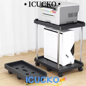 Giá đỡ CPU di động ICUCKO, với giá đỡ máy tính hạng nặng 6 bánh, chất lượng hai lớp có phanh Máy in A4 Kệ tích hợp tại nhà