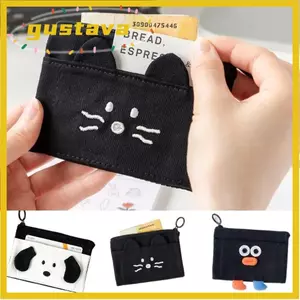 Ví gấp hình hoạt hình GUSTAVA, Ví đựng tiền xu họa tiết mèo di động đơn giản, Ví phong cách dễ thương bằng vải Polyester đa chức năng