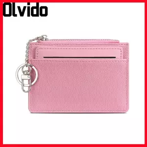 Thẻ OLVIDO, Hộp đựng thẻ da Pu siêu mỏng, di động có móc khóa Khe cắm nhiều thẻ Ví Mini đơn giản phổ thông