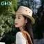 GHX Vintage Phương Tây Mũ Cao Bồi Màu Trơn Lưu Vực Mũ Rộng Vành Jazz Mũ Chống Nắng Ngoài Trời Cho Đi Bộ Đường Dài Cắm Trại Cưỡi VN