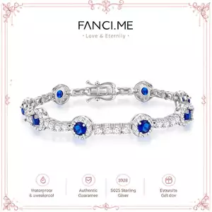 FANCIME "Noble Allure" Tháng Chín Đá Khai Sinh Sapphire Station Vòng Tay Bạc