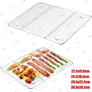 Giá làm mát PYCOU, Cạnh mịn Dễ dàng làm sạch Giá BBQ, Dây dày đặc Giá nướng bánh bằng thép không gỉ Sấy khô
