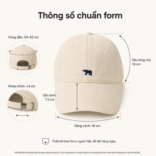 Mũ lưỡi trai nam nữ form mềm Go Moon House thêu Gấu nón kết kaki cotton thoáng mát kiểu hàn form chuẩn dễ phối đồ