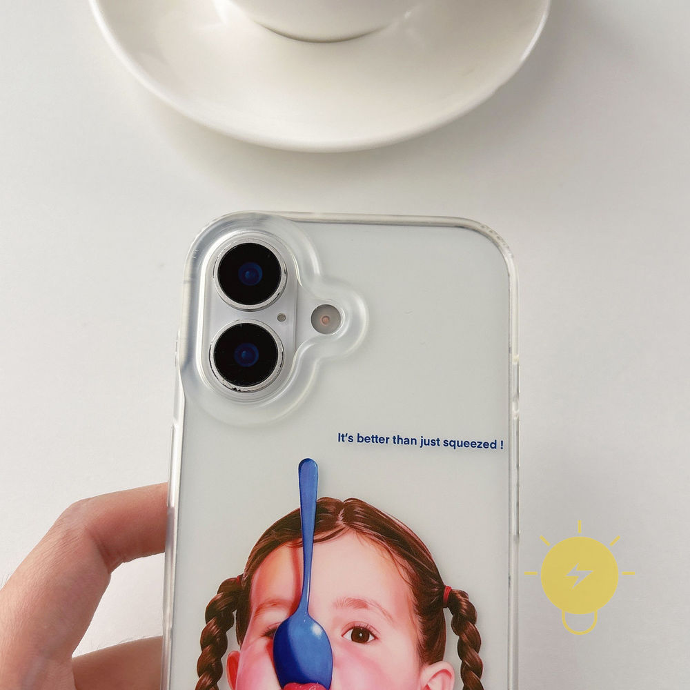 Phone Case For iPhone 17 Pro Max 16 15 TPU Girl Telephone Spoon Aesthetic Korean Cute