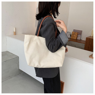 Túi vải canvas dung tích lớn, đơn giản và sành điệu để đi lại, phổ biến, dễ thương và đa năng
