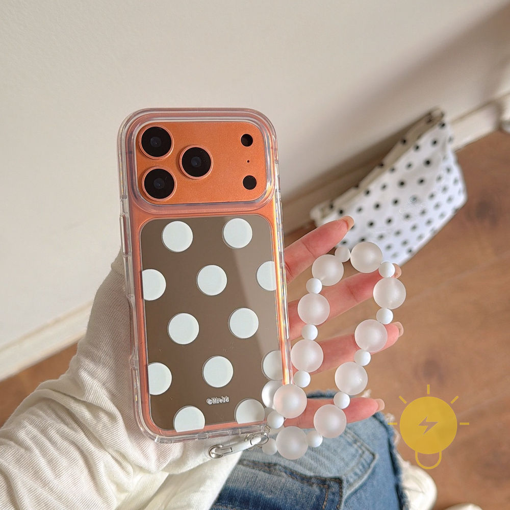 Phone Case For iPhone 17 Pro Max 16 15 14 13 TPU Polka Dot Mirror Simple Aesthetic Korean Cute