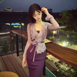 Đầm hai mảnh màu tím VN, Áo len Cardigan dài tay gợi cảm, Váy nàng tiên cá hai mảnh, Váy thanh lịch, Hàng mới về, Bộ sưu tập người đã giành được 2240.